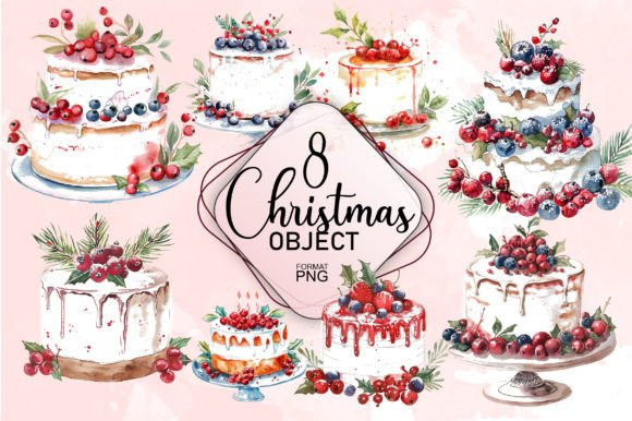 Download Christmas Cake Watercolor Pack PNG - Premium Resources