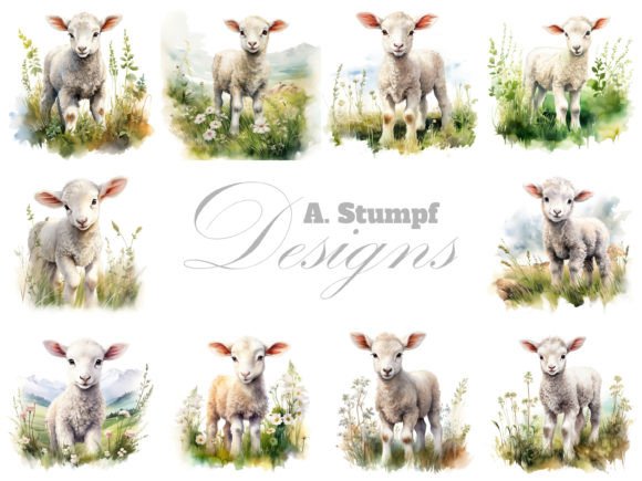 Download Lamb Watercolor Farm Animal Clipart Set - Farm animal clipart Collection