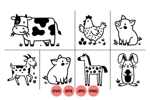 Download Cute Farm Animal Clipart Set - Farm animal clipart Collection