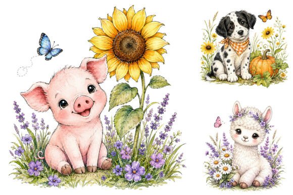 Download Watercolor Farm Animal Clipart Bundle - Farm animal clipart Collection