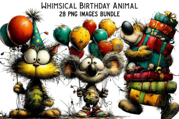 Download Whimsical Birthday Animal Clipart Bundle - Birthday animal Collection