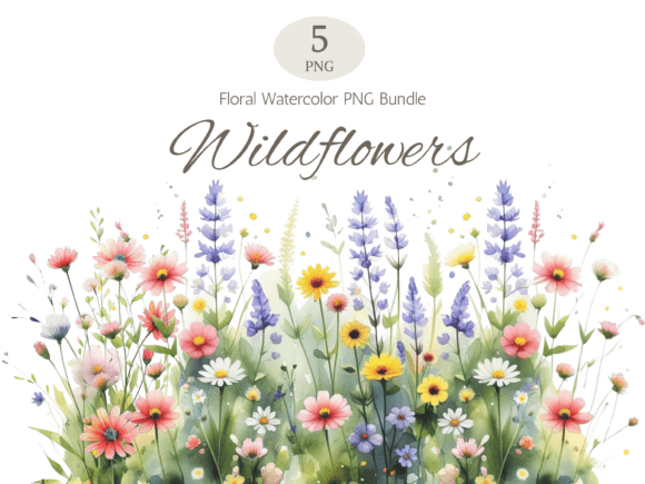 Download Watercolor Wildflower Border Bundle - Wildflower Collection