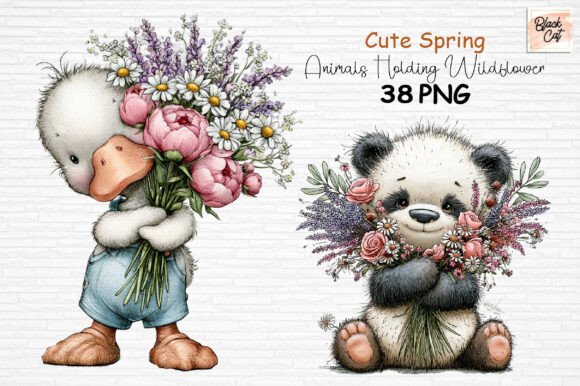 Download Cute Spring Animals Wildflower Clipart - Wildflower Collection