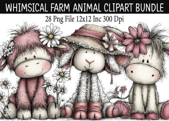 Download Whimsical Farm Animal Clipart Bundle - Farm animal clipart Collection