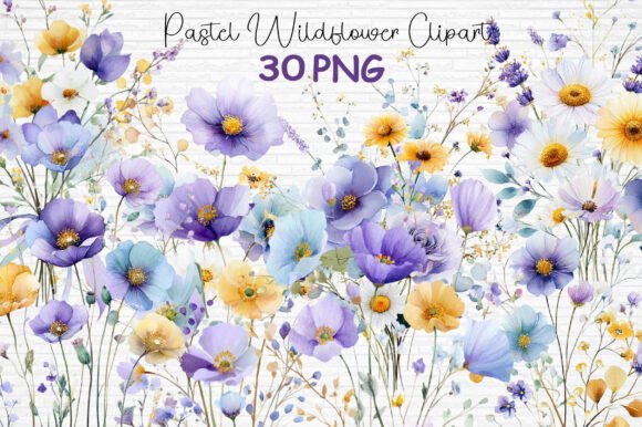 Download Pastel Wildflower Clipart Bundle PNG - Wildflower Collection