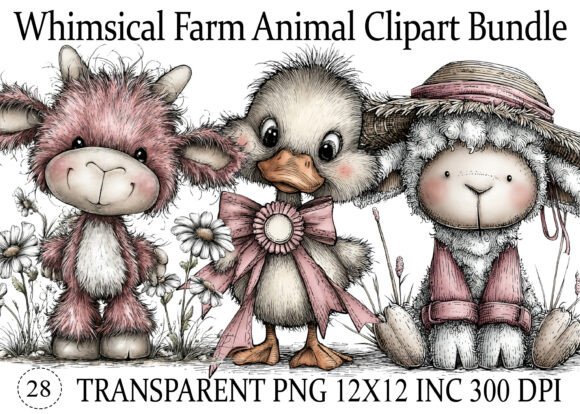 Download Whimsical Farm Animal Clipart Bundle - Farm animal clipart Collection