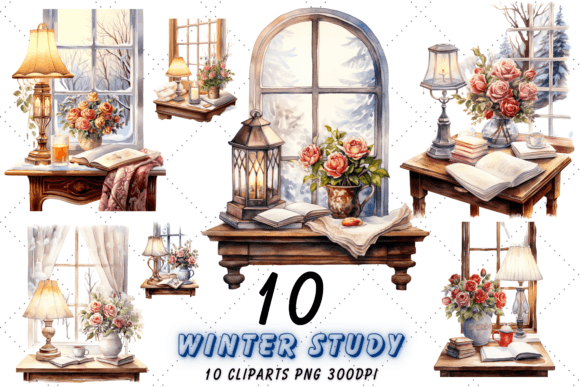 Download Cozy Winter Study Watercolor Clipart Png - Cozy winter Collection