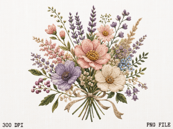 Download Wildflower Bouquet Embroidery PNG | Flor - Wildflower Collection